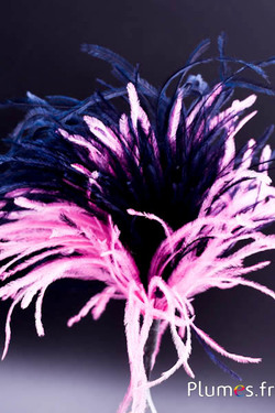 Federbusch Strauss mit Schlaufe - Höhe 18-20 cm - altrosa-nachtblau